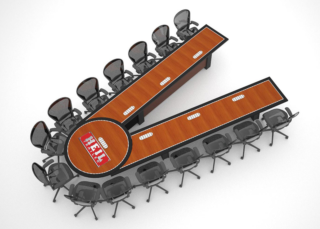 Heil Trailer Custom V Shaped Conference Table