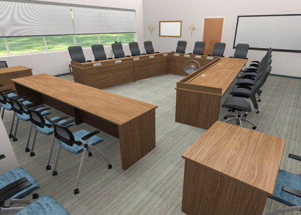 committee table with logo