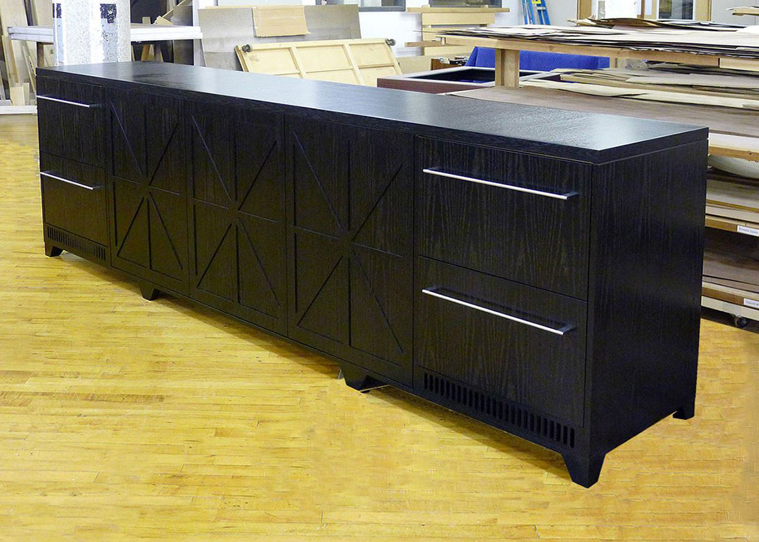 Nest Custom Black Credenza with Fridge