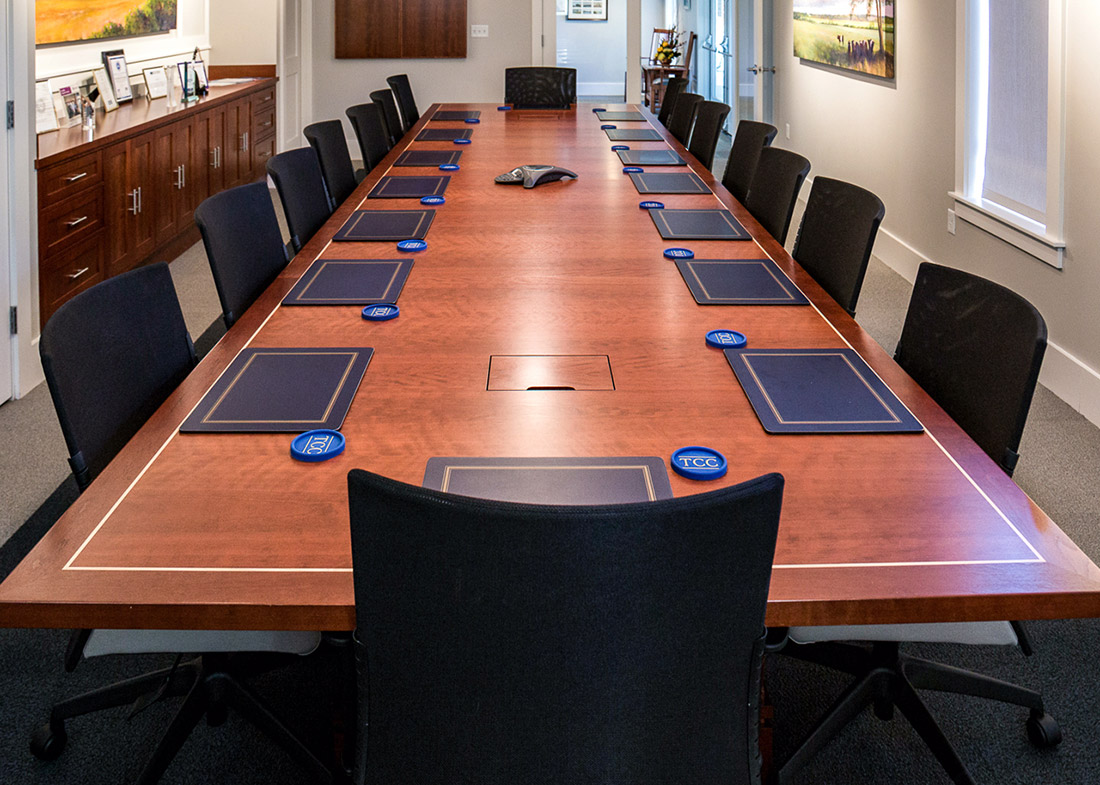 Chemical Company Rectangular Flame Cherry Conference Table