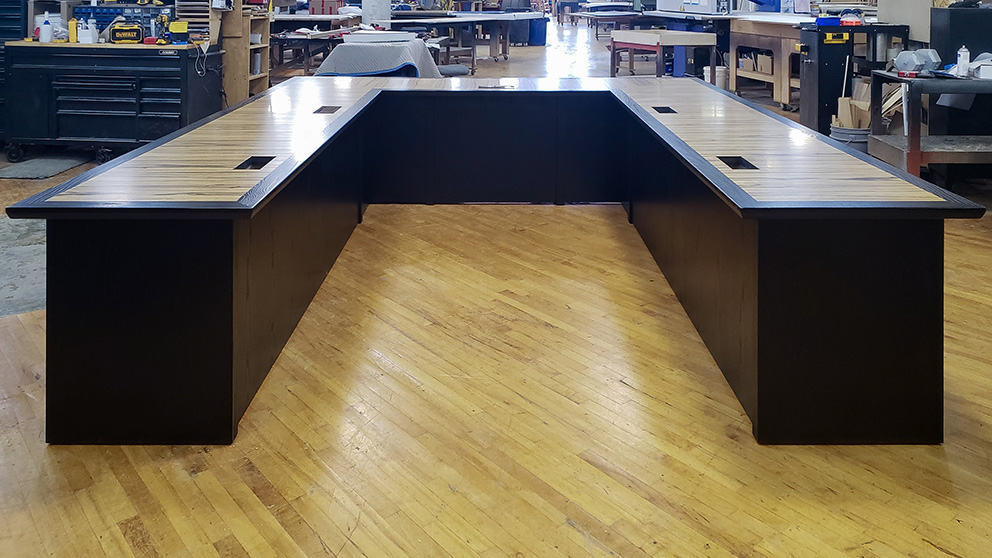 U & V shape conference table in shop
