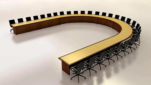 U shape conference table detailed render design in final environment
