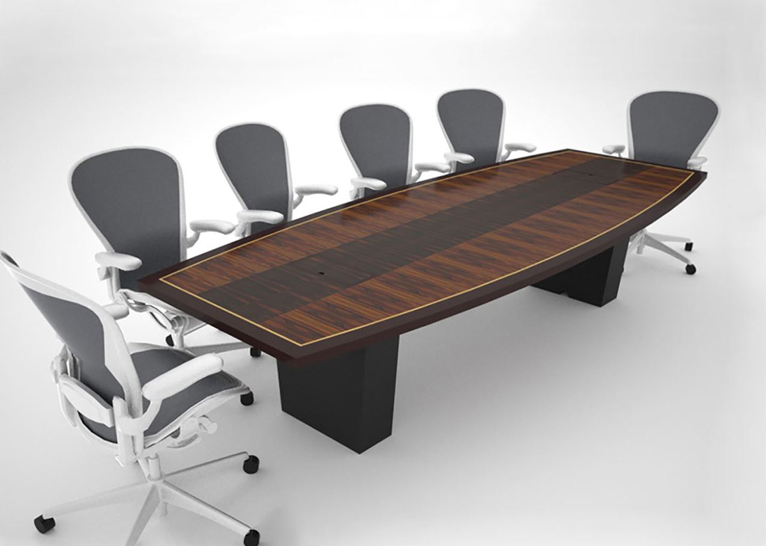 Little Foxwoods Boat Shaped Custom Boardroom Table