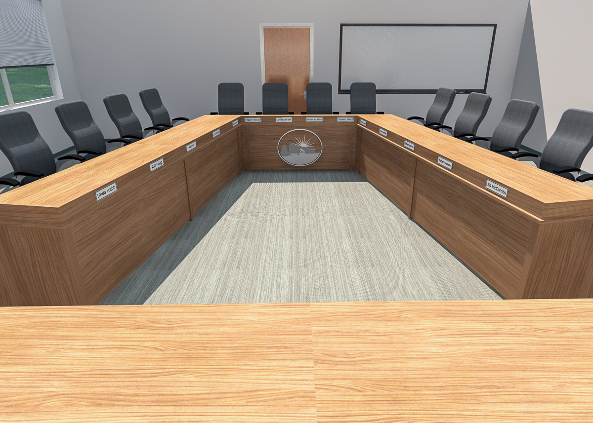 head table with logo