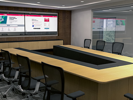 V shape conference table detailed render design in final environment