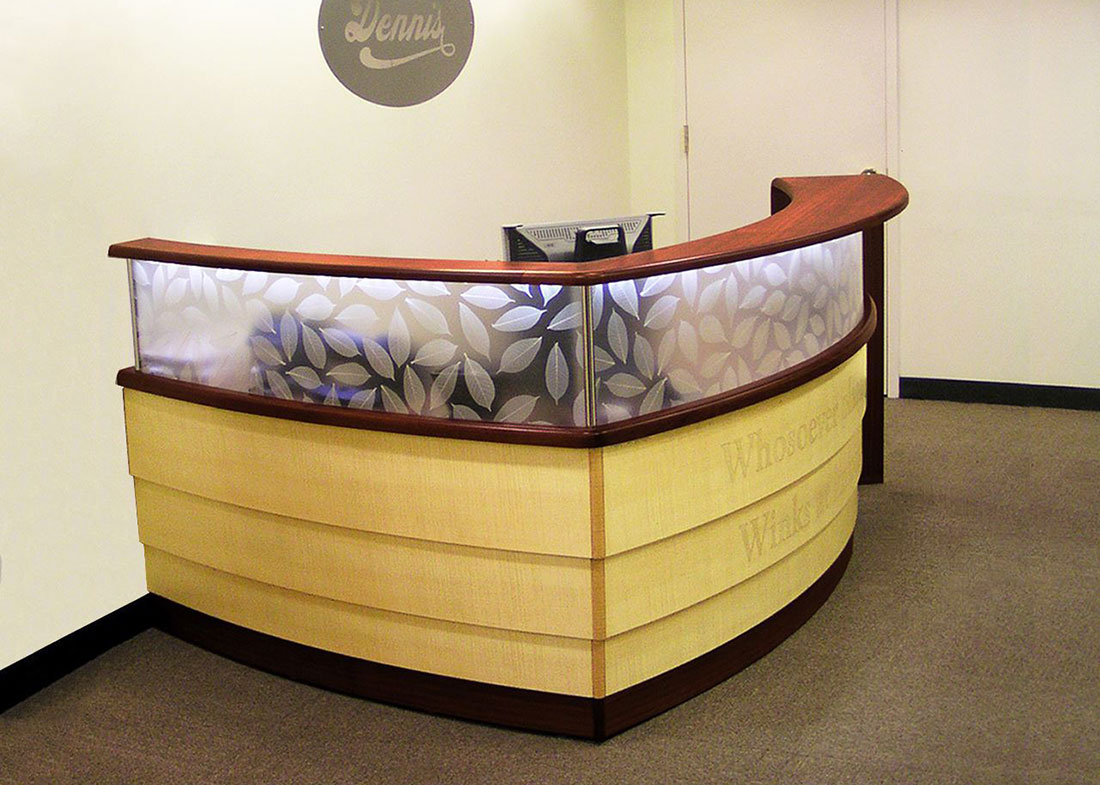 Dennis Publishing Wood Reception Desk with Privacy Screen