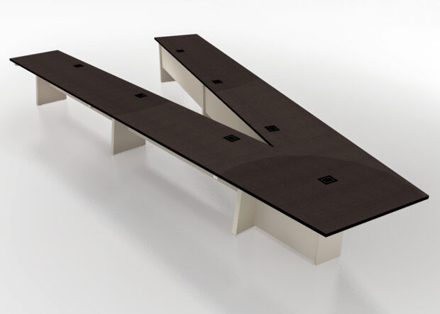 v-shaped conference room table