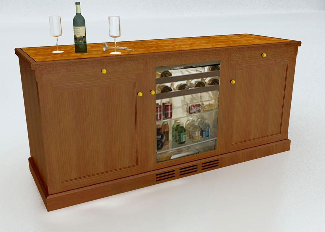 Churchill Custom Wood Credenza with Mini Fridge