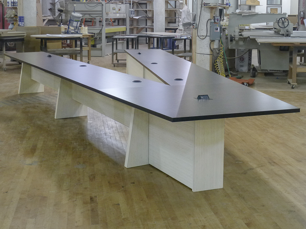 V-shaped conference room table