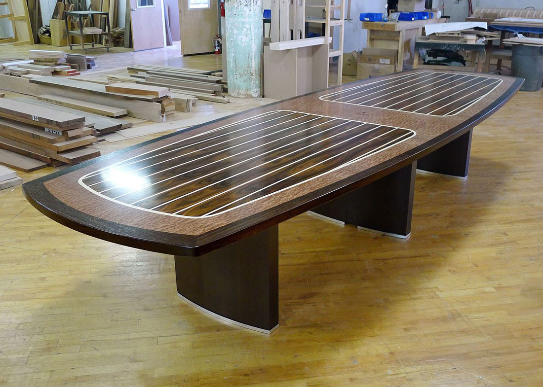 Custom Designed Boat Shape Meeting Table