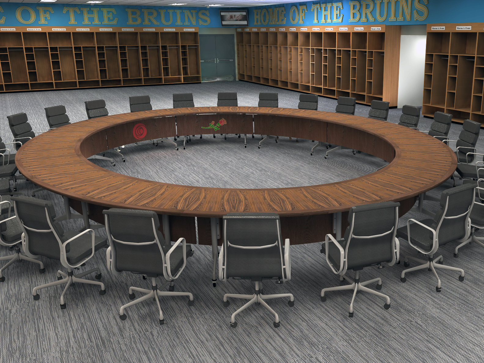 modular table with logo