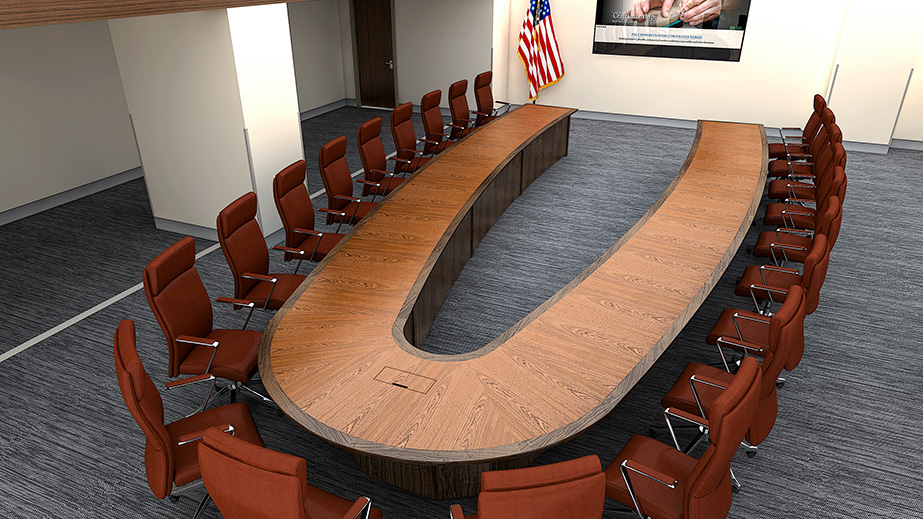 U shape conference table detailed render design in final environment