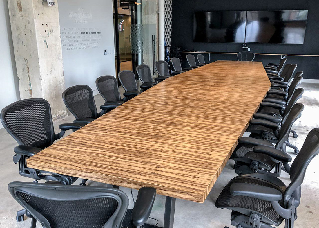 Five Below Angular Boat Shaped Conference Table