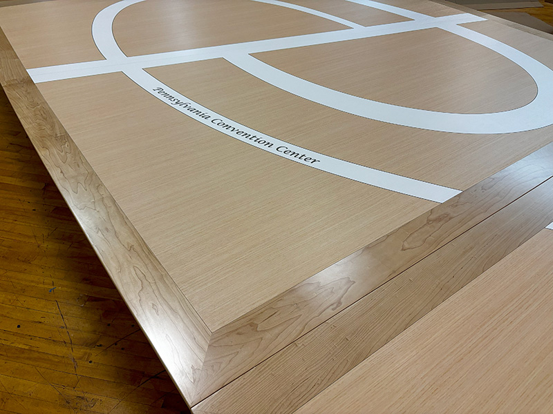Executive reconfigurable boardroom conference table fully assembled in the shop