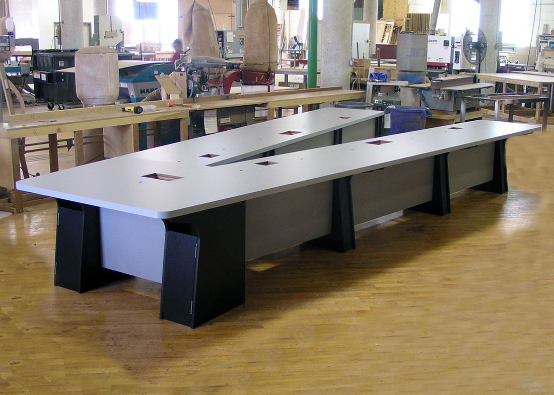 General Atomics V-Shaped Laminate Conference Table