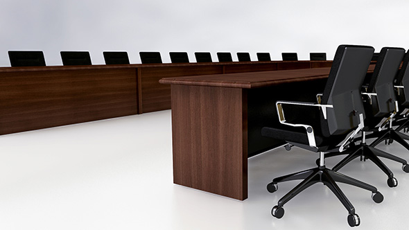 U shape conference table detailed render design in final environment
