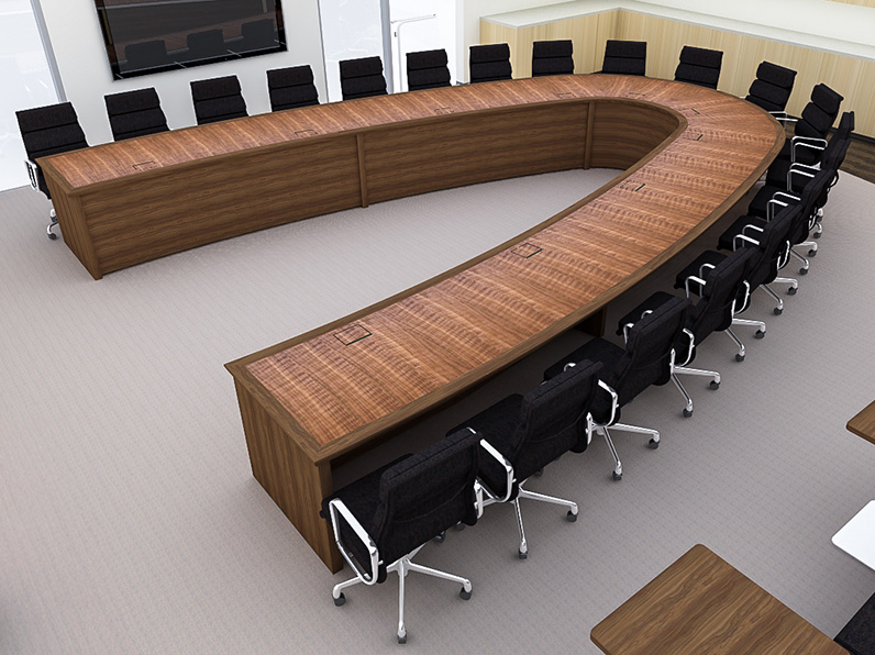 V shape conference table detailed render design in final environment