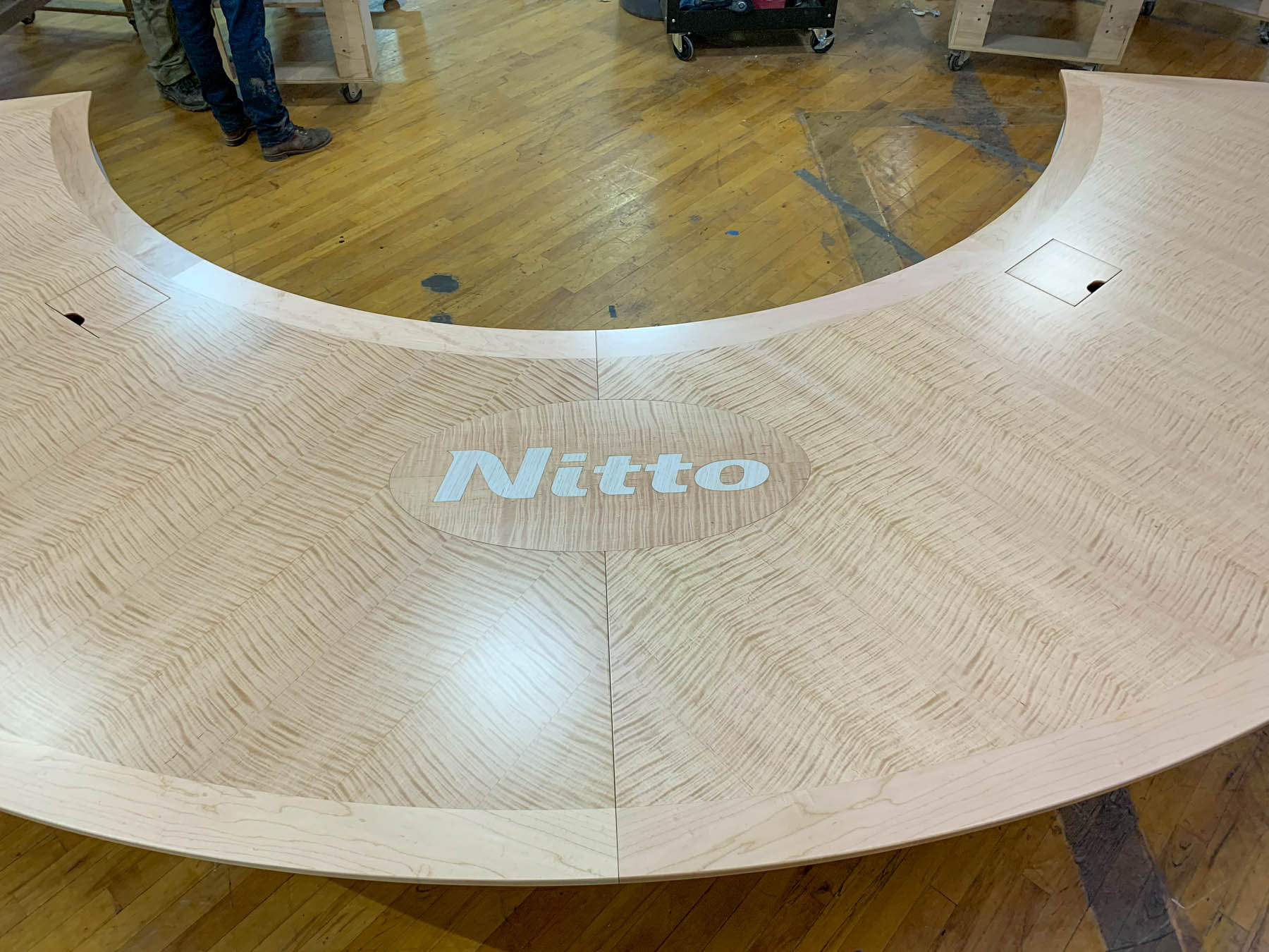 custom conference table with logo