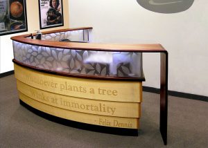 Dennis Publishing Custom Etched Reception Desk