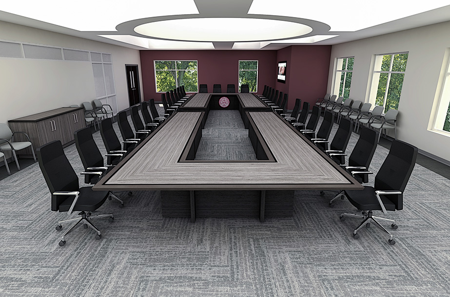U shape table render in final room environment