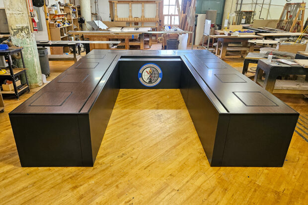 U & V shape conference table in shop
