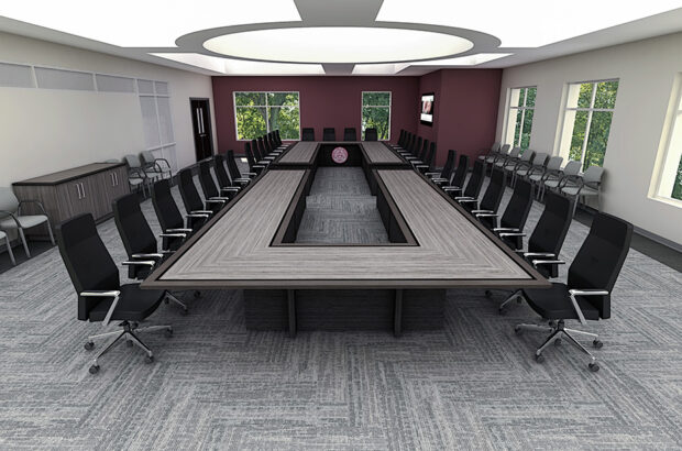 U shape table render in final room environment