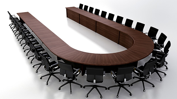 U shape conference table detailed render design in final environment